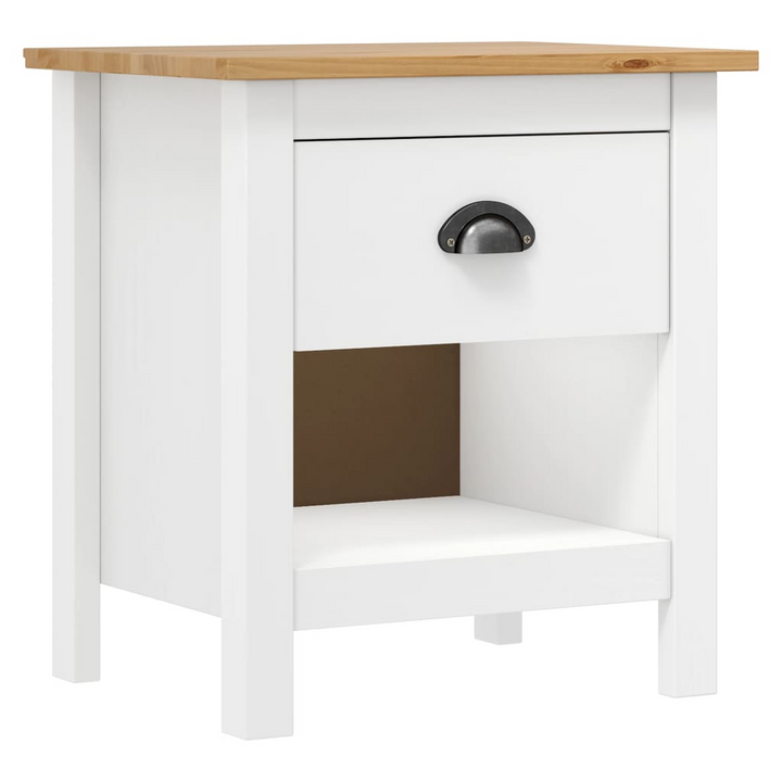 HILL Bedside Cabinets Set of 2 - Solid Pine Wood, 46x35x49.5 cm, Elegant White & Natural Finish - Premium  from Home Treasures - Just £83.99! Shop now at Home Treasures