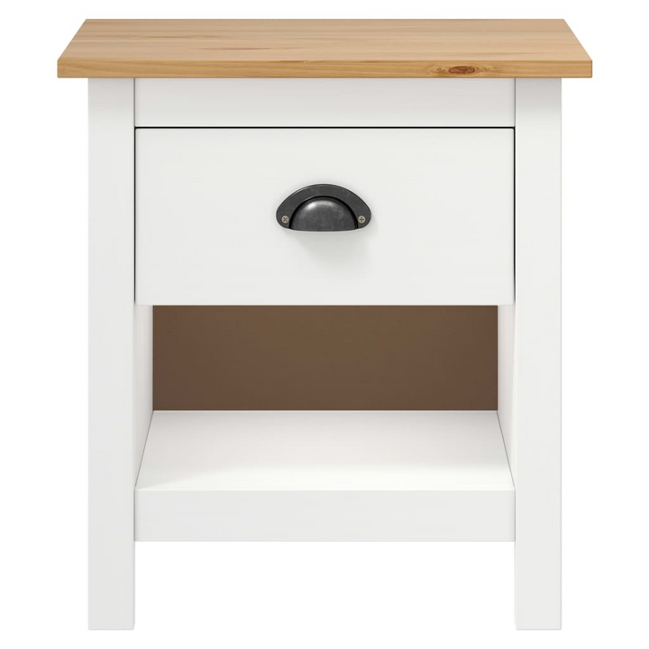 HILL Bedside Cabinets Set of 2 - Solid Pine Wood, 46x35x49.5 cm, Elegant White & Natural Finish - Premium  from Home Treasures - Just £83.99! Shop now at Home Treasures