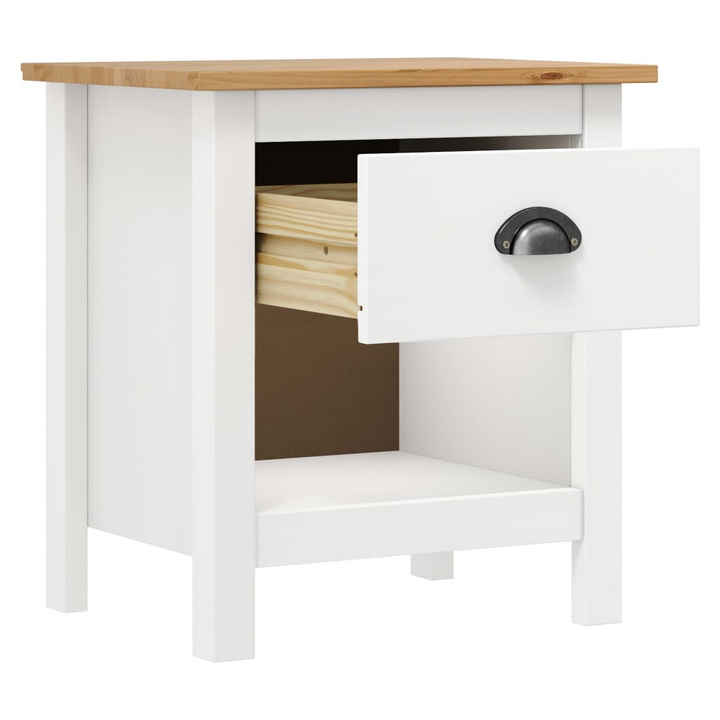 HILL Bedside Cabinets Set of 2 - Solid Pine Wood, 46x35x49.5 cm, Elegant White & Natural Finish - Premium  from Home Treasures - Just £83.99! Shop now at Home Treasures