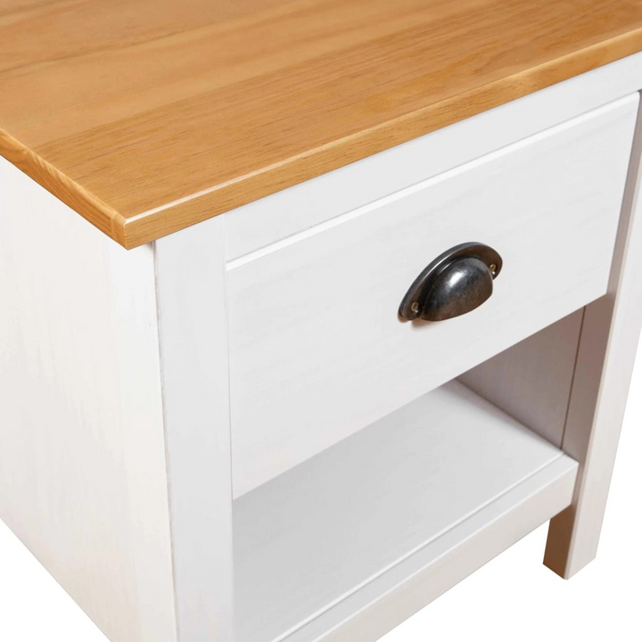 HILL Bedside Cabinets Set of 2 - Solid Pine Wood, 46x35x49.5 cm, Elegant White & Natural Finish - Premium  from Home Treasures - Just £83.99! Shop now at Home Treasures