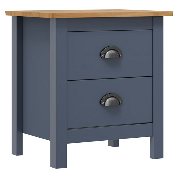 HILL Stylish & Durable Bedside Cabinet in Grey | Solid Pine Wood, 2 Drawers - Premium  from Home Treasures - Just £52.99! Shop now at Home Treasures