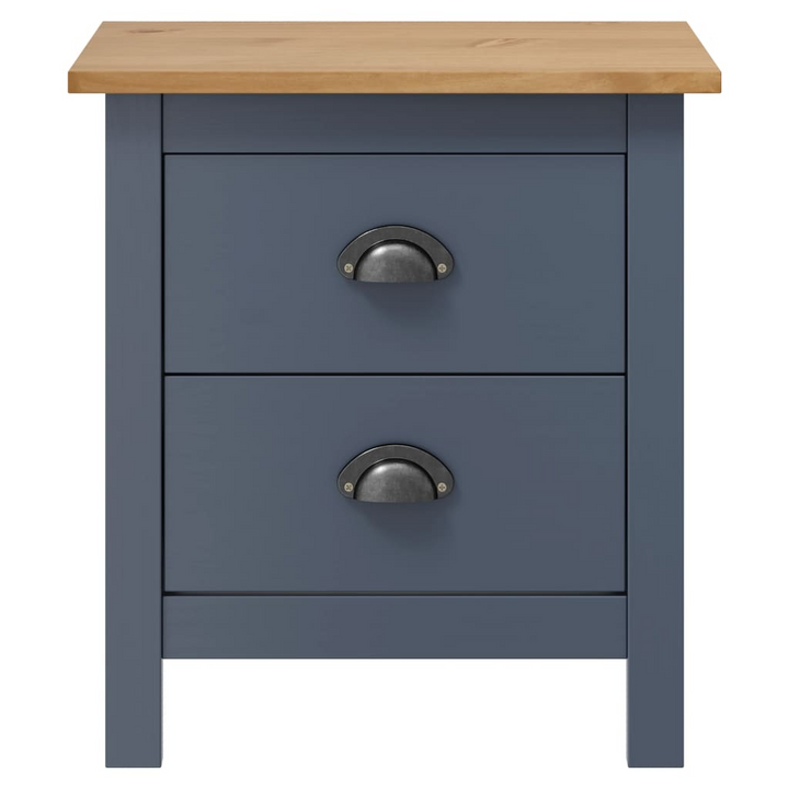 HILL Stylish & Durable Bedside Cabinet in Grey | Solid Pine Wood, 2 Drawers - Premium  from Home Treasures - Just £52.99! Shop now at Home Treasures