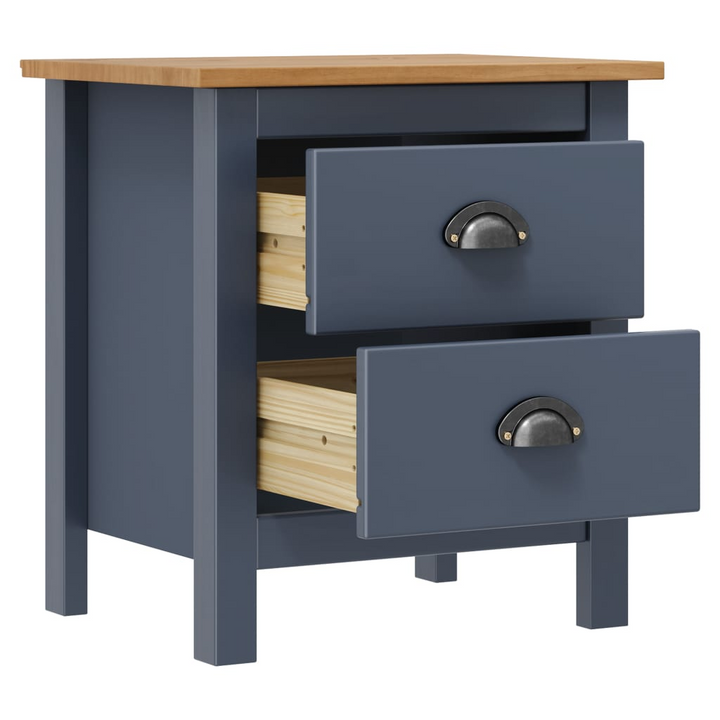 HILL Stylish & Durable Bedside Cabinet in Grey | Solid Pine Wood, 2 Drawers - Premium  from Home Treasures - Just £52.99! Shop now at Home Treasures