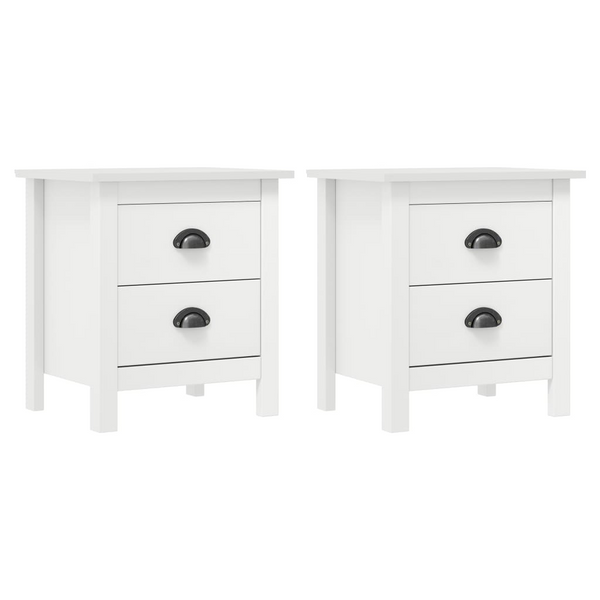 HILL Bedside Cabinet - Set of 2, White Solid Pine Wood - Elegant & Durable Storage Solution - Premium  from Home Treasures - Just £88.99! Shop now at Home Treasures