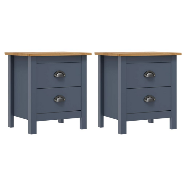 HILL Bedside Cabinets, Grey | 2-Piece Pine Wood Nightstand Set | Modern and Functional Design - Premium  from Home Treasures - Just £93.99! Shop now at Home Treasures