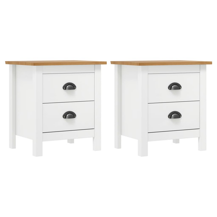 HILL Bedside Cabinet Set of 2 - White Solid Pine Wood Nightstands with Ample Storage - Premium  from Home Treasures - Just £93.99! Shop now at Home Treasures