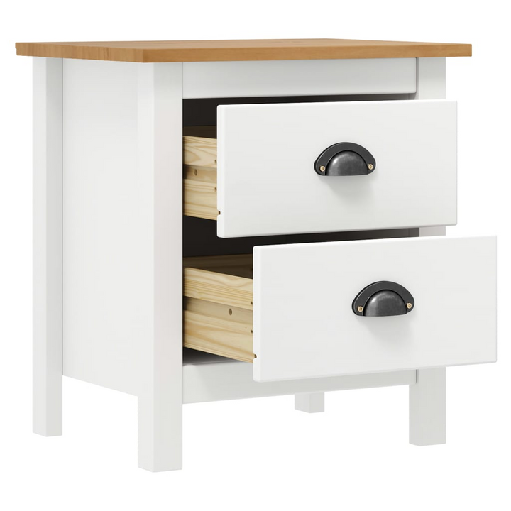 HILL Bedside Cabinet Set of 2 - White Solid Pine Wood Nightstands with Ample Storage - Premium  from Home Treasures - Just £93.99! Shop now at Home Treasures