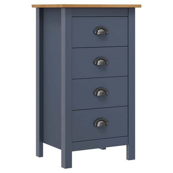 HILL Modern Sideboard in Grey - 4 Drawer Solid Pine Wood Cabinet 46x35x80 cm - Stylish Storage Solution - Premium  from Home Treasures - Just £75.99! Shop now at Home Treasures