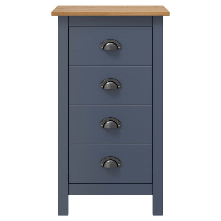 HILL Modern Sideboard in Grey - 4 Drawer Solid Pine Wood Cabinet 46x35x80 cm - Stylish Storage Solution - Premium  from Home Treasures - Just £75.99! Shop now at Home Treasures