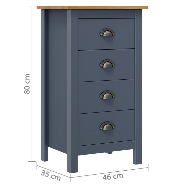 HILL Modern Sideboard in Grey - 4 Drawer Solid Pine Wood Cabinet 46x35x80 cm - Stylish Storage Solution - Premium  from Home Treasures - Just £75.99! Shop now at Home Treasures