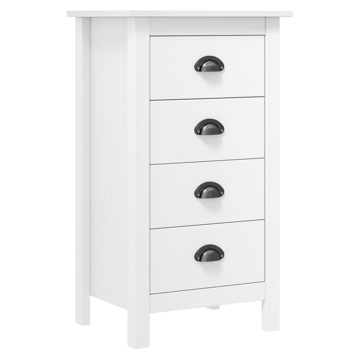 HILL Modern Sideboard in White - Elegant 4 Drawer Solid Pine Wood Storage Unit - 46x35x80 cm - Premium  from Home Treasures - Just £75.99! Shop now at Home Treasures