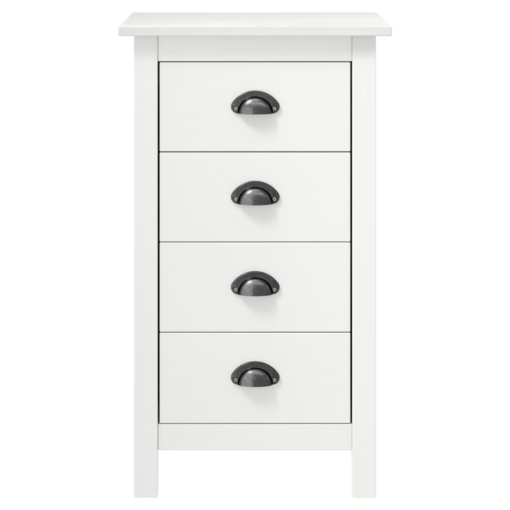 HILL Modern Sideboard in White - Elegant 4 Drawer Solid Pine Wood Storage Unit - 46x35x80 cm - Premium  from Home Treasures - Just £75.99! Shop now at Home Treasures