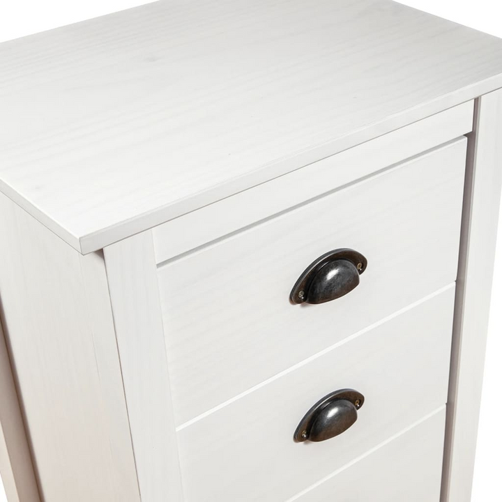 HILL Modern Sideboard in White - Elegant 4 Drawer Solid Pine Wood Storage Unit - 46x35x80 cm - Premium  from Home Treasures - Just £75.99! Shop now at Home Treasures