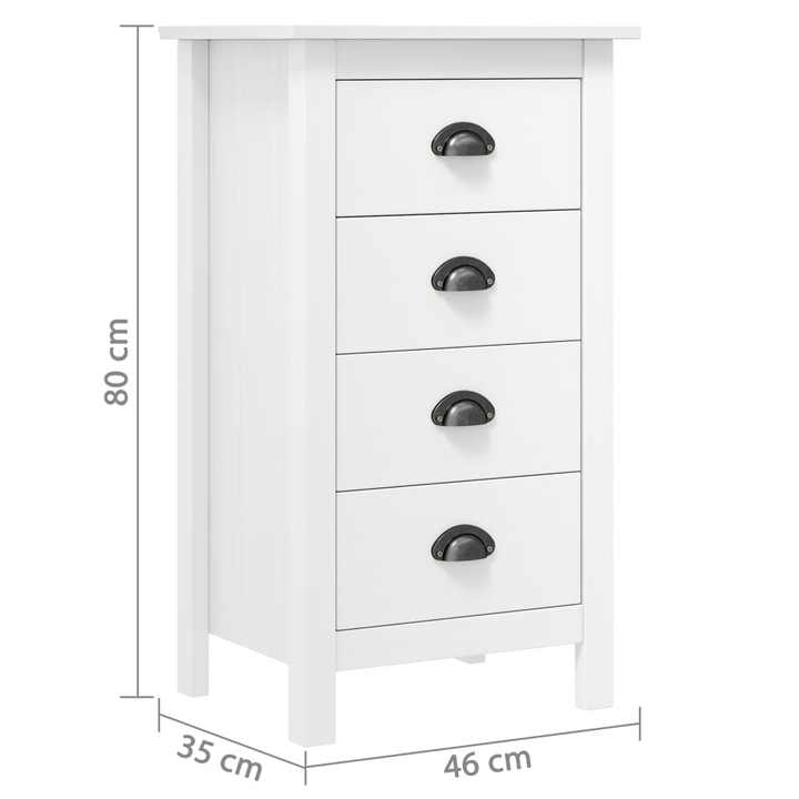 HILL Modern Sideboard in White - Elegant 4 Drawer Solid Pine Wood Storage Unit - 46x35x80 cm - Premium  from Home Treasures - Just £75.99! Shop now at Home Treasures