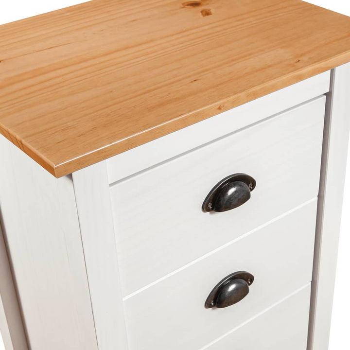 HILL Sideboard in White & Honey Brown, 46x35x80 cm, Solid Pine Wood Storage Cabinet with 4 Drawers - Elegant & Durable Home Organizer - Premium  from Home Treasures - Just £80.99! Shop now at Home Treasures