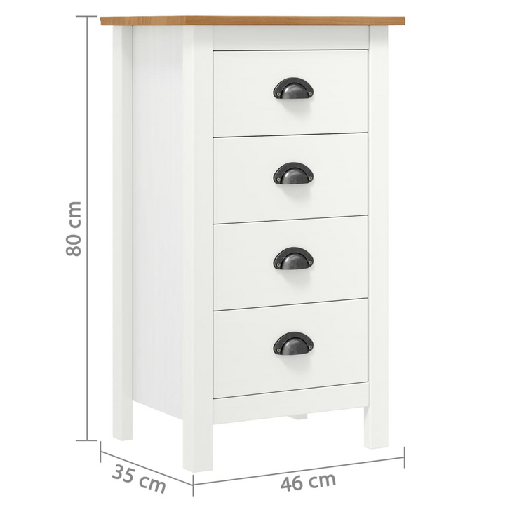 HILL Sideboard in White & Honey Brown, 46x35x80 cm, Solid Pine Wood Storage Cabinet with 4 Drawers - Elegant & Durable Home Organizer - Premium  from Home Treasures - Just £80.99! Shop now at Home Treasures