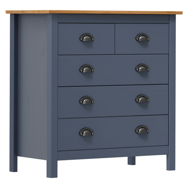 HILL Grey Sideboard 79x40x80 cm | Solid Pine Wood Storage Cabinet with 5 Drawers - Premium  from Home Treasures - Just £119.99! Shop now at Home Treasures