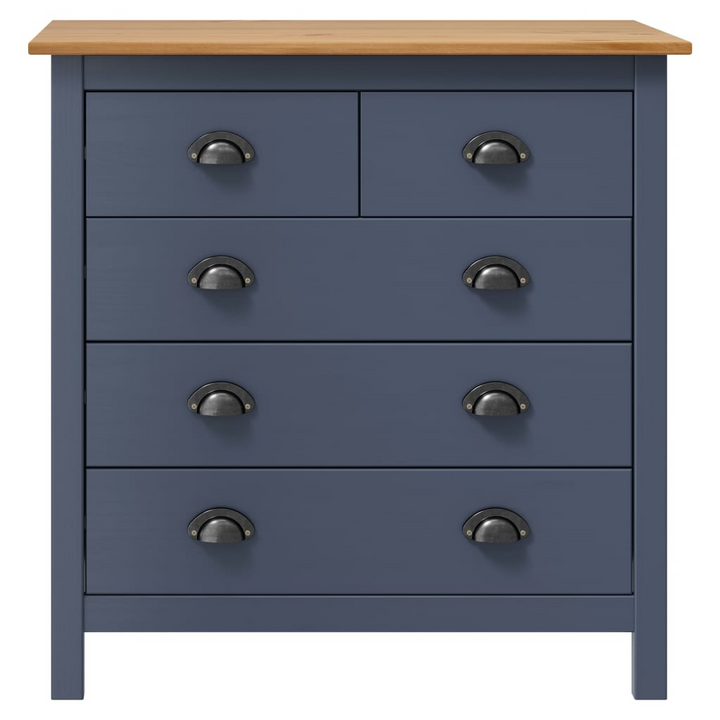 HILL Grey Sideboard 79x40x80 cm | Solid Pine Wood Storage Cabinet with 5 Drawers - Premium  from Home Treasures - Just £119.99! Shop now at Home Treasures