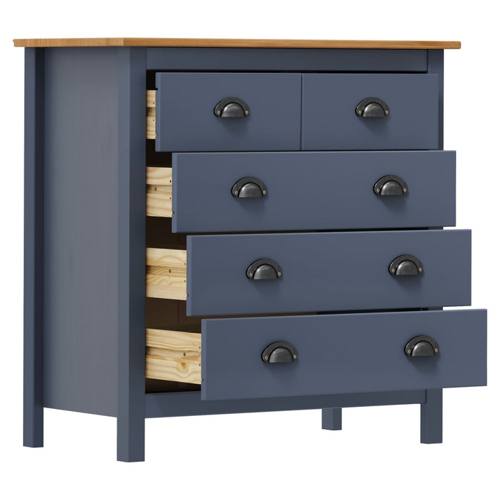 HILL Grey Sideboard 79x40x80 cm | Solid Pine Wood Storage Cabinet with 5 Drawers - Premium  from Home Treasures - Just £119.99! Shop now at Home Treasures