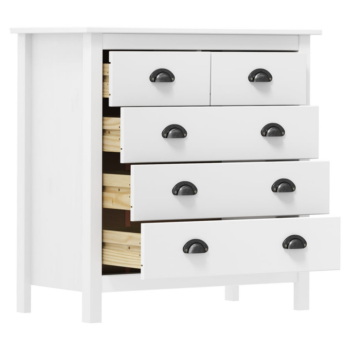 Stylish HILL Sideboard in White - Solid Pine Wood, 5 Drawers, 79x40x80 cm - Premium  from Home Treasures - Just £113.99! Shop now at Home Treasures