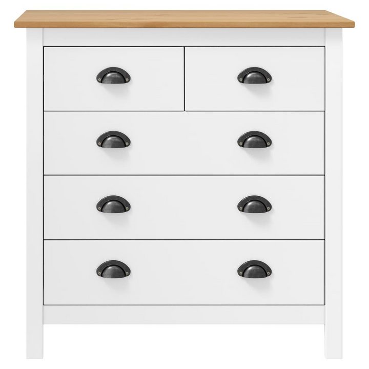 HILL White Sideboard 79x40x80 cm - Modern Compact Solid Pine Wood Storage Cabinet with 5 Drawers - Premium  from Home Treasures - Just £113.99! Shop now at Home Treasures