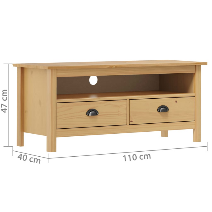 HILL Honey Brown TV Cabinet - Solid Pine Wood, 110x40x47 cm - Rustic Charm & Ample Storage - Premium  from Home Treasures - Just £98.99! Shop now at Home Treasures