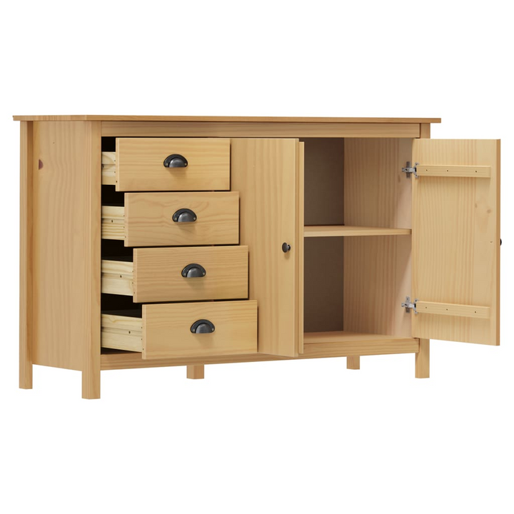 HILL Sideboard in Honey Brown - 130x40x80 cm Solid Pine Wood Storage Cabinet - Premium  from Home Treasures - Just £212.99! Shop now at Home Treasures