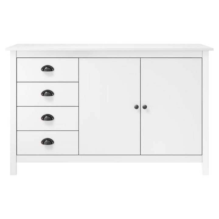 HILL White Sideboard – 130x40x80 cm | Solid Pine Wood | Elegant & Sturdy Storage Solution with 4 Drawers & 2 Doors - Premium  from Home Treasures - Just £174.99! Shop now at Home Treasures