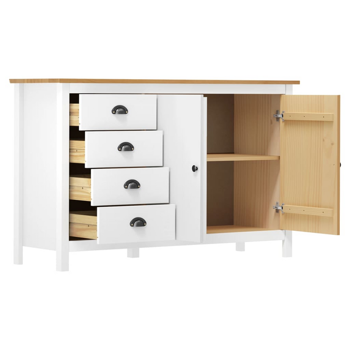 HILL Sideboard - Elegant White & Honey Brown, Solid Pine Wood, 130x40x80 cm | Durable & Stylish Storage Solution - Premium  from Home Treasures - Just £214.99! Shop now at Home Treasures