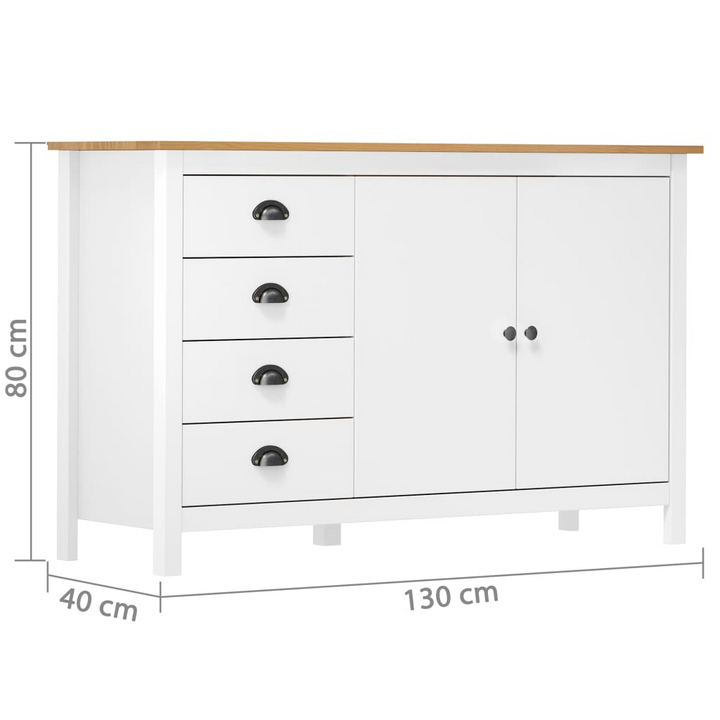 HILL Sideboard - Elegant White & Honey Brown, Solid Pine Wood, 130x40x80 cm | Durable & Stylish Storage Solution - Premium  from Home Treasures - Just £214.99! Shop now at Home Treasures