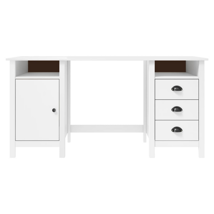 HILL White Desk 150x50x74 cm - Solid Pine Wood Writing Table with Storage Drawers & Compartments - Premium  from Home Treasures - Just £172.99! Shop now at Home Treasures