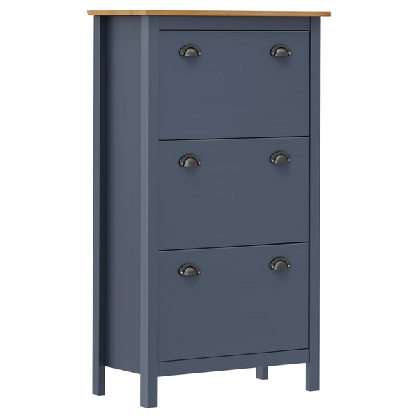 HILL Solid Pine Wood Shoe Cabinet - Grey - 3 Compartments - 72x35x124 cm | Durable & Elegant Storage Solution - Premium  from Home Treasures - Just £128.99! Shop now at Home Treasures