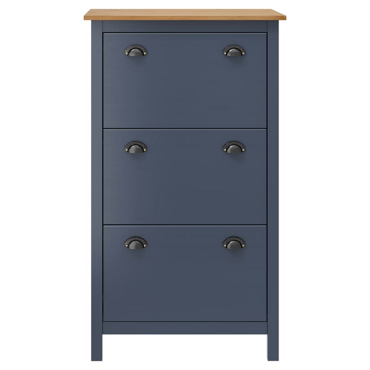 HILL Solid Pine Wood Shoe Cabinet - Grey - 3 Compartments - 72x35x124 cm | Durable & Elegant Storage Solution - Premium  from Home Treasures - Just £128.99! Shop now at Home Treasures