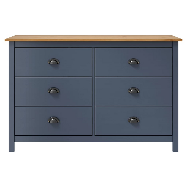 HILL Sideboard in Grey - Solid Pine Wood Cabinet with 6 Drawers, 125x40x80 cm | Elegant Storage Solution - Premium  from Home Treasures - Just £193.99! Shop now at Home Treasures