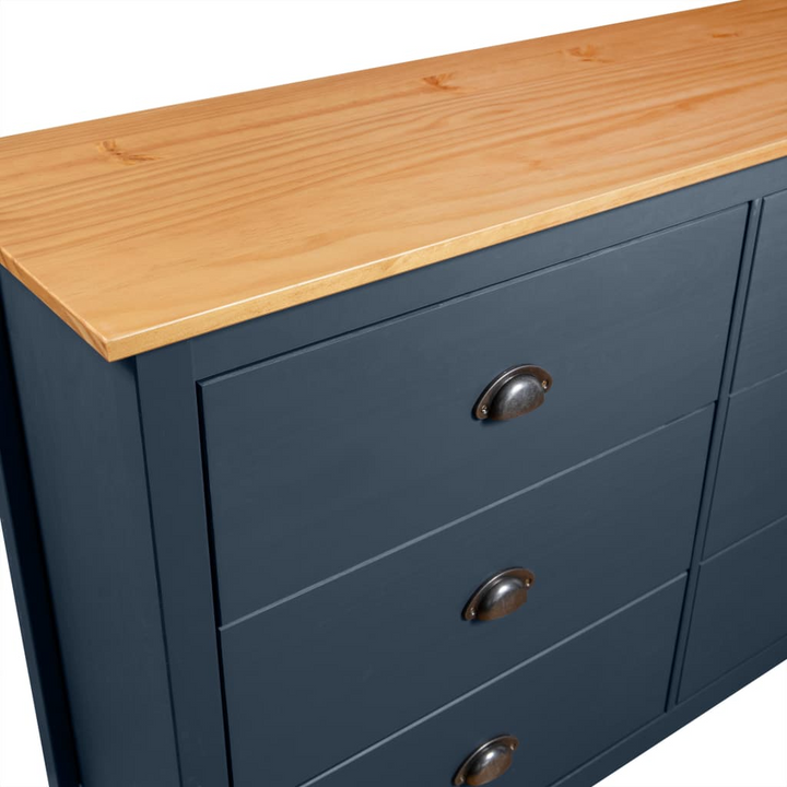 HILL Sideboard in Grey - Solid Pine Wood Cabinet with 6 Drawers, 125x40x80 cm | Elegant Storage Solution - Premium  from Home Treasures - Just £193.99! Shop now at Home Treasures