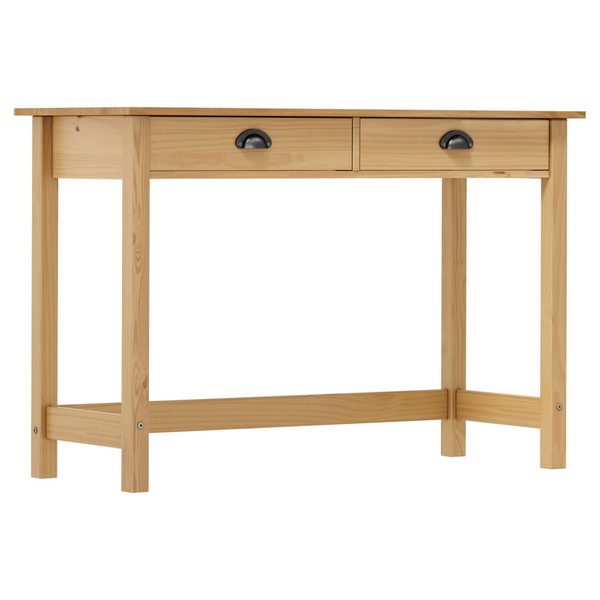 HILL Console Table with 2 Drawers - Solid Pine Wood, 110x45x74 cm, Honey Brown - Premium  from Home Treasures - Just £99.99! Shop now at Home Treasures