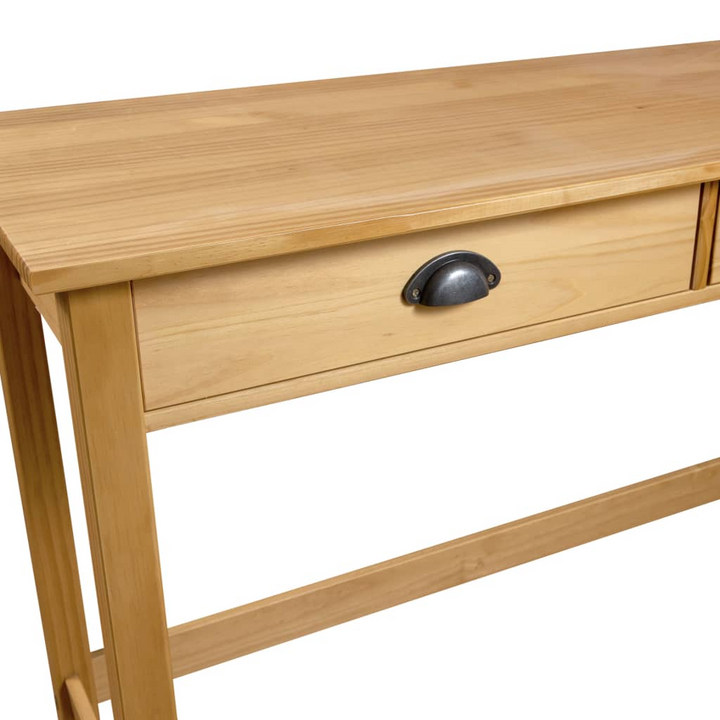 HILL Console Table with 2 Drawers - Solid Pine Wood, 110x45x74 cm, Honey Brown - Premium  from Home Treasures - Just £86.99! Shop now at Home Treasures