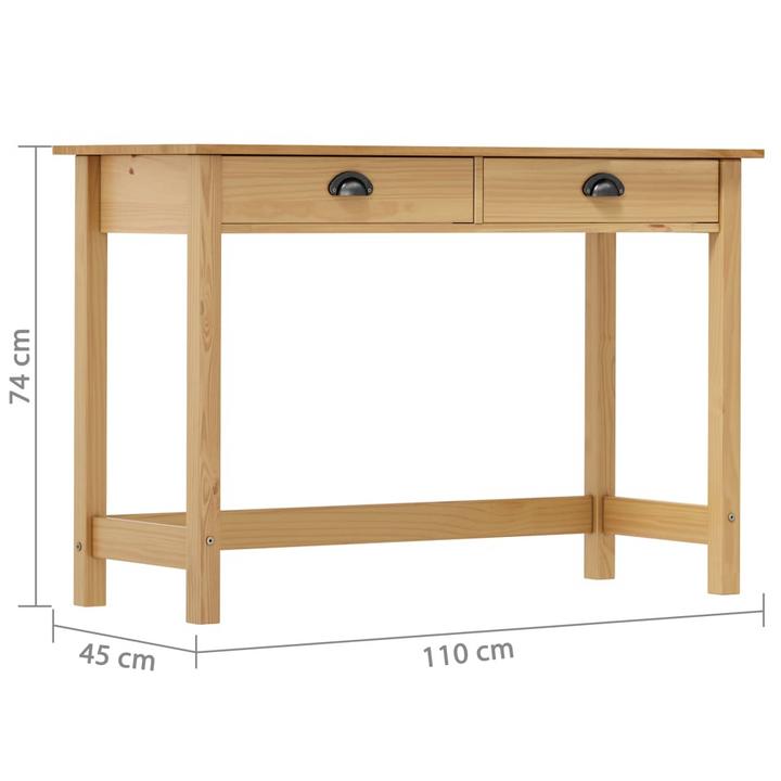 HILL Console Table with 2 Drawers - Solid Pine Wood, 110x45x74 cm, Honey Brown - Premium  from Home Treasures - Just £86.99! Shop now at Home Treasures