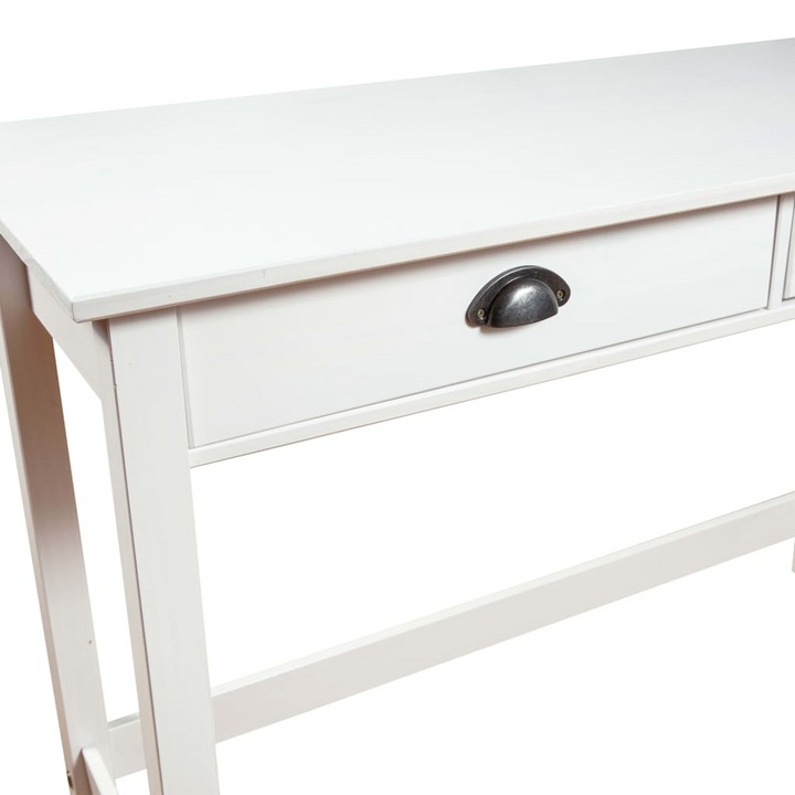 HILL Console Table with 2 Drawers, Solid Pine Wood, White Finish, 110x45x74 cm - Perfect for Living Room, Dining Room, and Hallway - Premium  from Home Treasures - Just £81.99! Shop now at Home Treasures