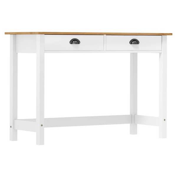 HILL Solid Pine Wood Console Table with 2 Drawers - 110x45x74 cm, White and Natural Finish - Elegant & Durable Furniture - Premium  from Home Treasures - Just £99.99! Shop now at Home Treasures