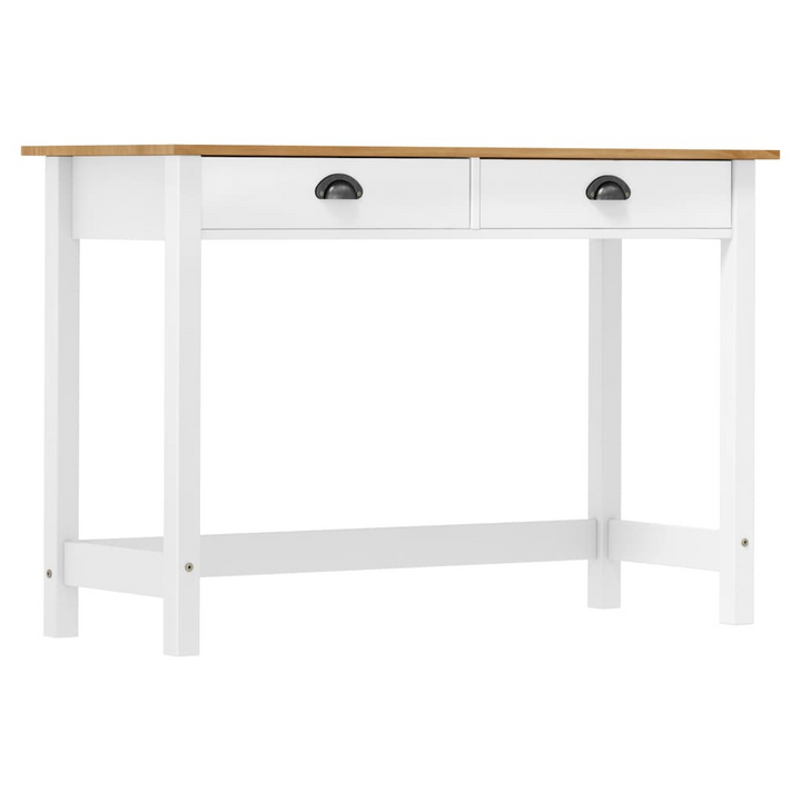 HILL Solid Pine Wood Console Table with 2 Drawers - 110x45x74 cm, White and Natural Finish - Elegant & Durable Furniture - Premium  from Home Treasures - Just £98.99! Shop now at Home Treasures