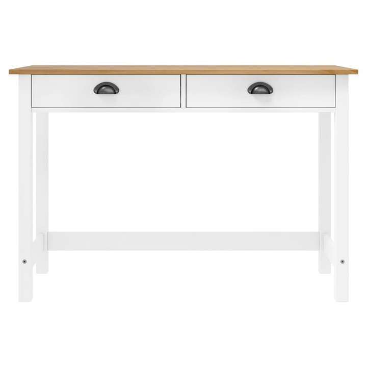 HILL Solid Pine Wood Console Table with 2 Drawers - 110x45x74 cm, White and Natural Finish - Elegant & Durable Furniture - Premium  from Home Treasures - Just £98.99! Shop now at Home Treasures