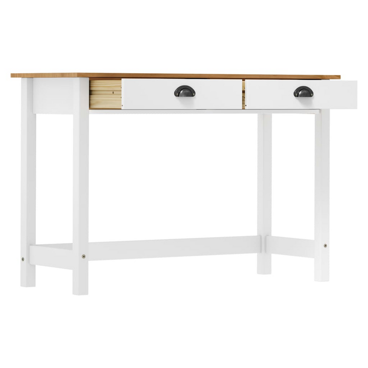 HILL Solid Pine Wood Console Table with 2 Drawers - 110x45x74 cm, White and Natural Finish - Elegant & Durable Furniture - Premium  from Home Treasures - Just £98.99! Shop now at Home Treasures