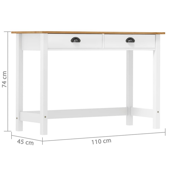 HILL Solid Pine Wood Console Table with 2 Drawers - 110x45x74 cm, White and Natural Finish - Elegant & Durable Furniture - Premium  from Home Treasures - Just £98.99! Shop now at Home Treasures