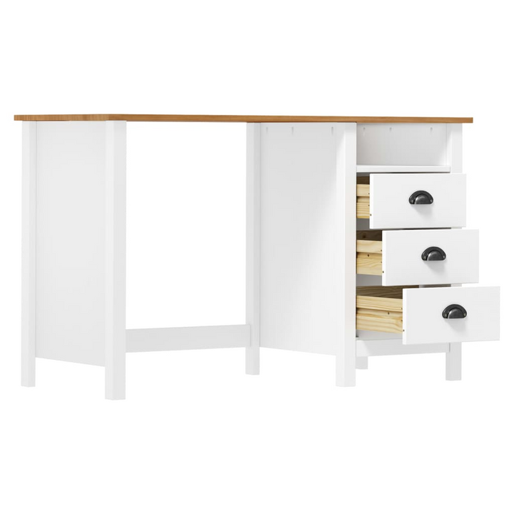 HILL Solid Pine Wood Desk with 3 Drawers - 120x50x74 cm | Ideal for Office, Study or Children's Room - Premium  from Home Treasures - Just £174.99! Shop now at Home Treasures