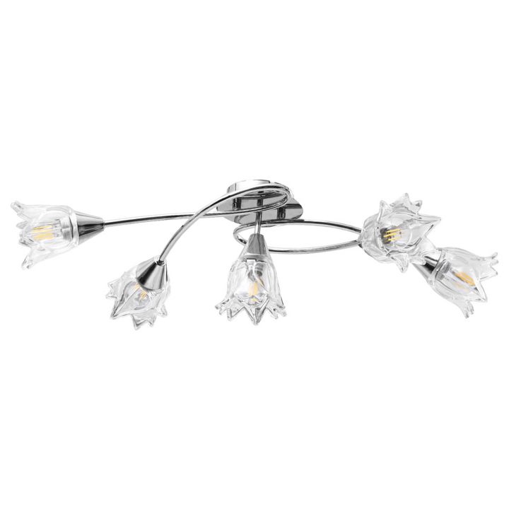 Modern Three Armed Ceiling Light with Elegant Transparent Glass Tulip Shades - Perfect for Living Room or Bedroom - Premium  from Home Treasures - Just £49.99! Shop now at Home Treasures