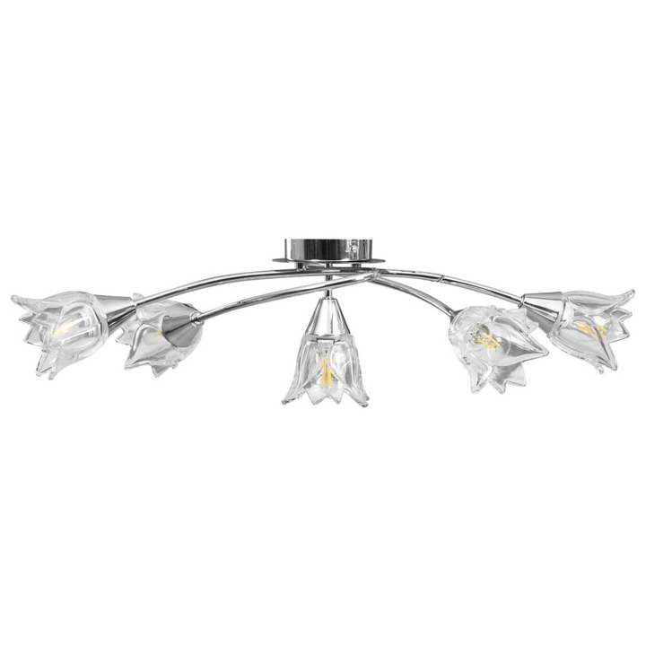 Modern Three Armed Ceiling Light with Elegant Transparent Glass Tulip Shades - Perfect for Living Room or Bedroom - Premium  from Home Treasures - Just £49.99! Shop now at Home Treasures