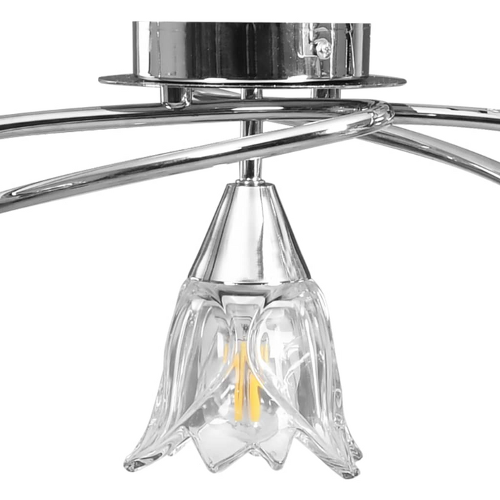 Modern Three Armed Ceiling Light with Elegant Transparent Glass Tulip Shades - Perfect for Living Room or Bedroom - Premium  from Home Treasures - Just £49.99! Shop now at Home Treasures