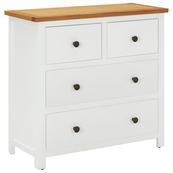 Stylish Solid Oak Chest of Drawers in White - 80 x 35 x 75cm | Modern & Durable Storage Solution - Premium  from Home Treasures - Just £242.99! Shop now at Home Treasures