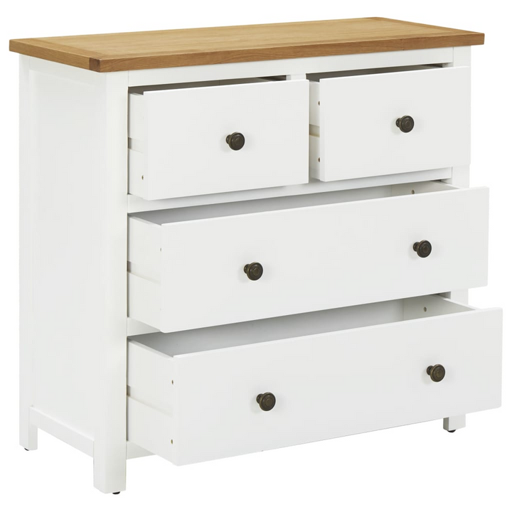 Stylish Solid Oak Chest of Drawers in White - 80 x 35 x 75cm | Modern & Durable Storage Solution - Premium  from Home Treasures - Just £242.99! Shop now at Home Treasures